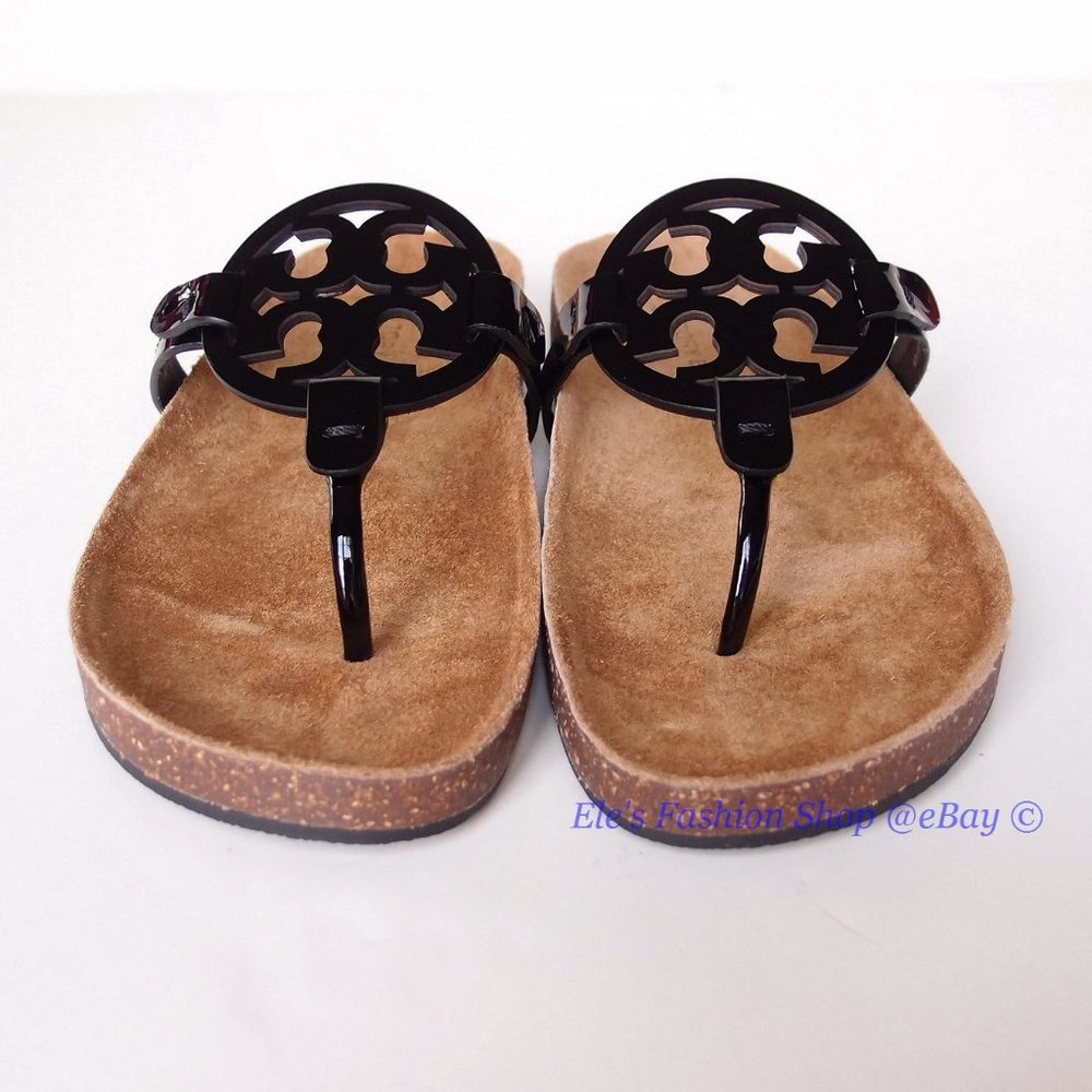 ❤️ NIB Tory Burch Miller Cloud Patent Leather Sandal Black US 10.5 AUTHENTIC - Picture 6 of 15